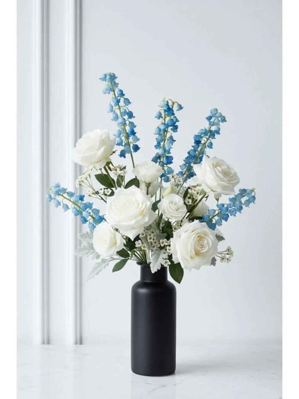 Blue Lily of the Valley Artificial Flowers Set of 7 11 Inch May Bell Stems for B